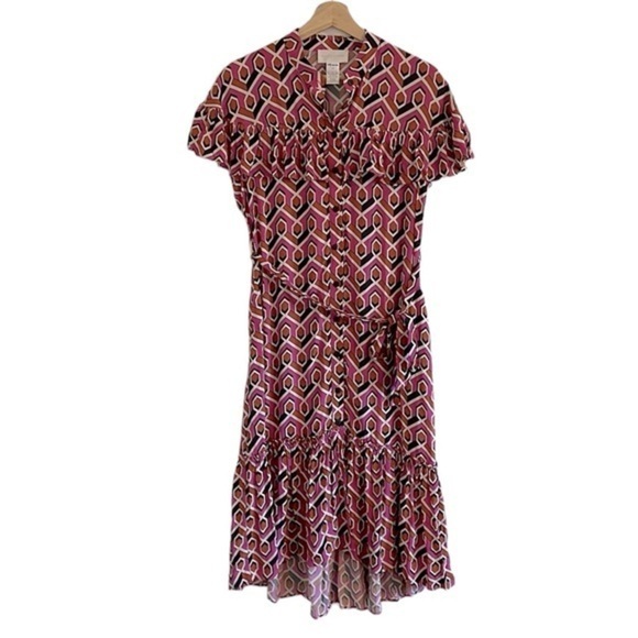 Corey Lynn Calter Anthropologie Annabel Dress Women’s Size XS Petite Midi Pink‎ - Picture 3 of 11